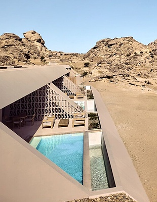 the Desert Rock Resort, a luxury destination located in the Red Sea region of Saudi Arabia
