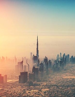Dubai skyline at sunrise