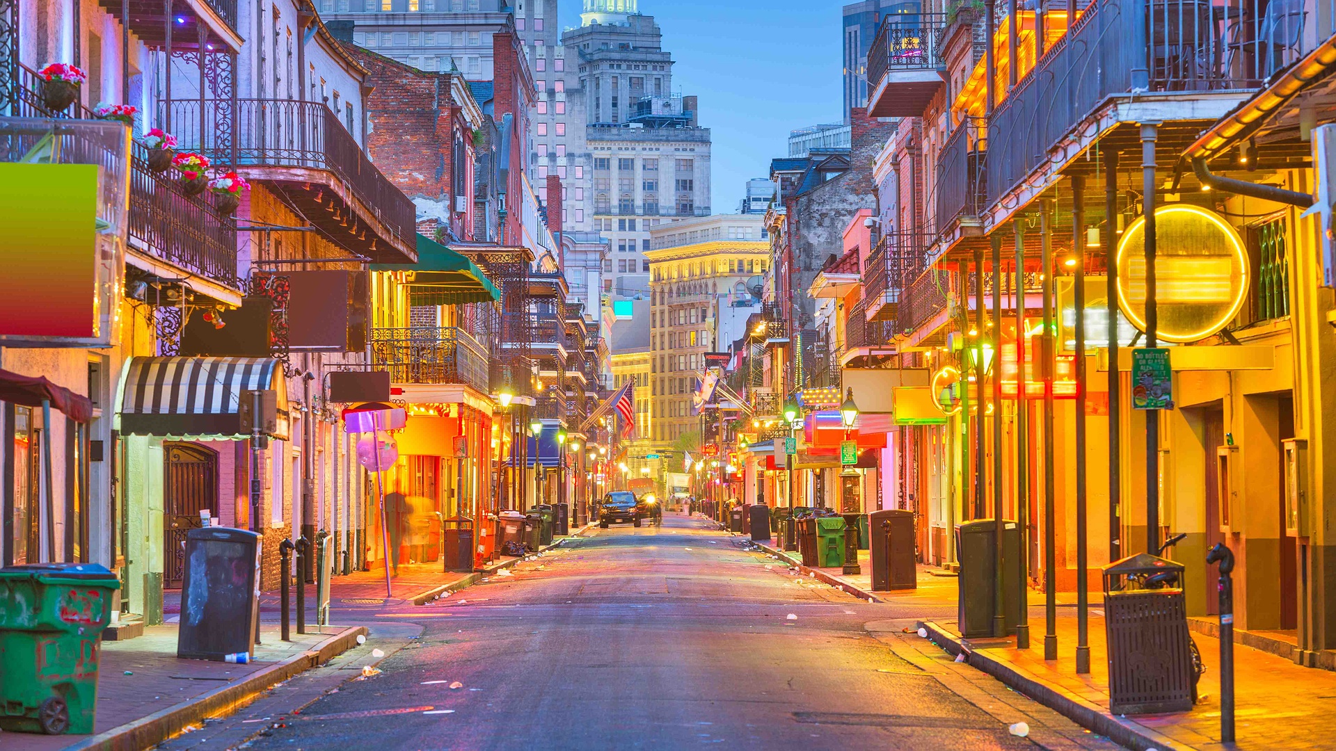 Bourbon street in French Quarter of New Orleans