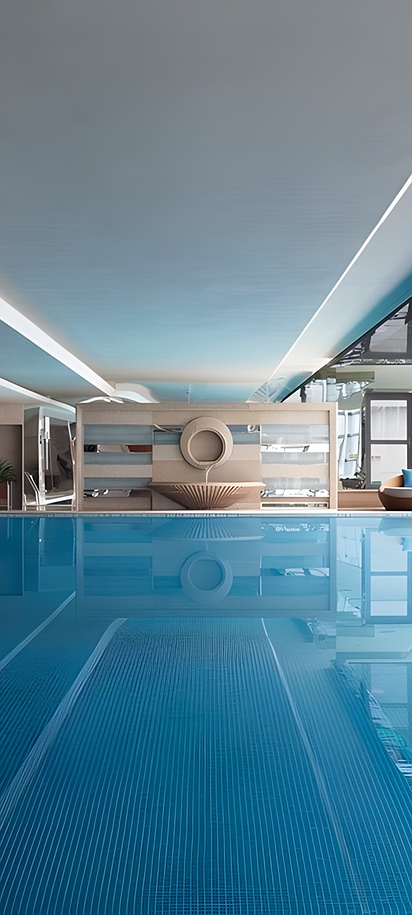 the indoor swimming pool area at the Beijing Pudi Hotel