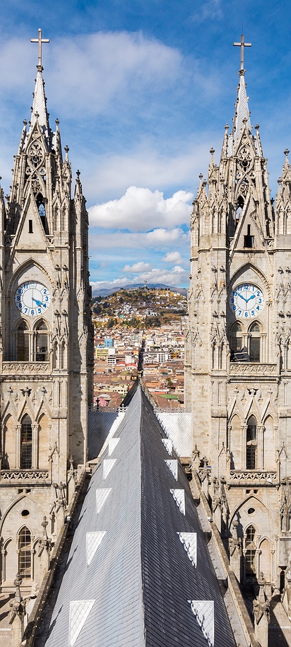 the twin Neo-Gothic spires of the Basílica del Voto Nacional