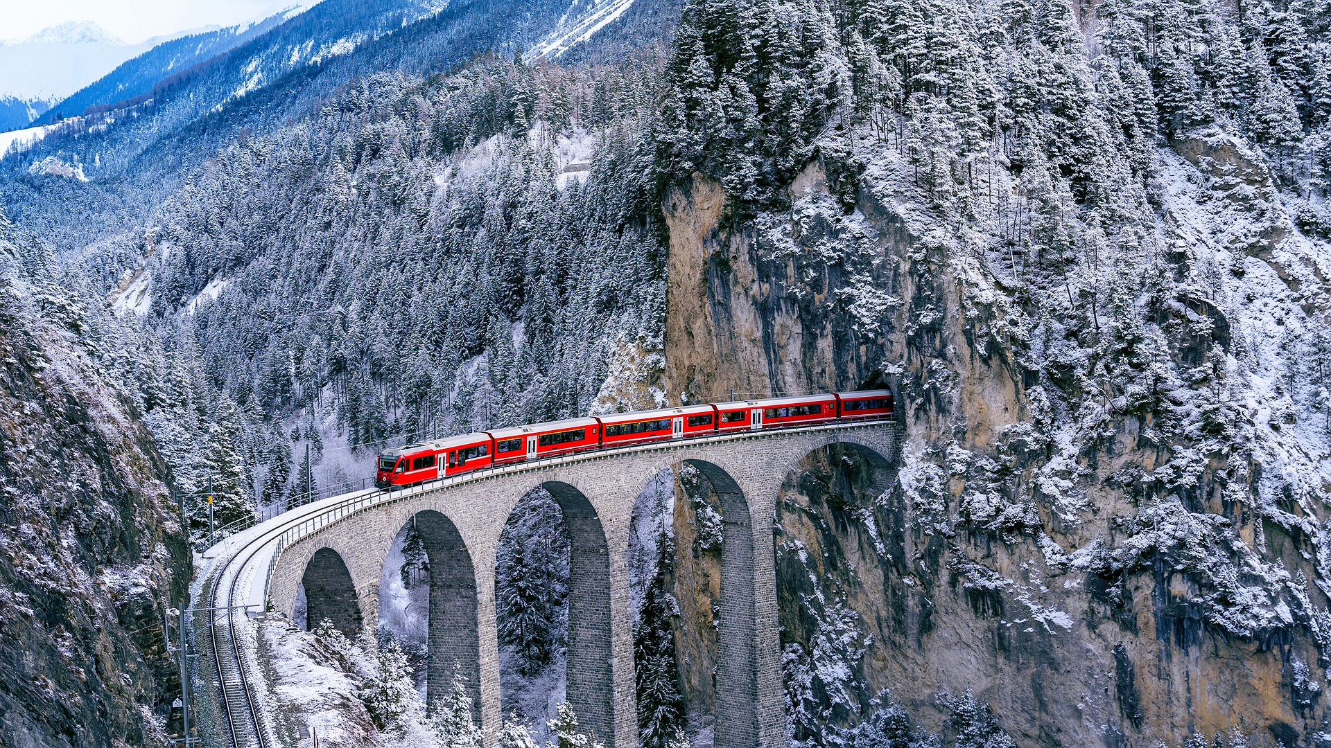 famous railway bridge at Landwasser Viaduct