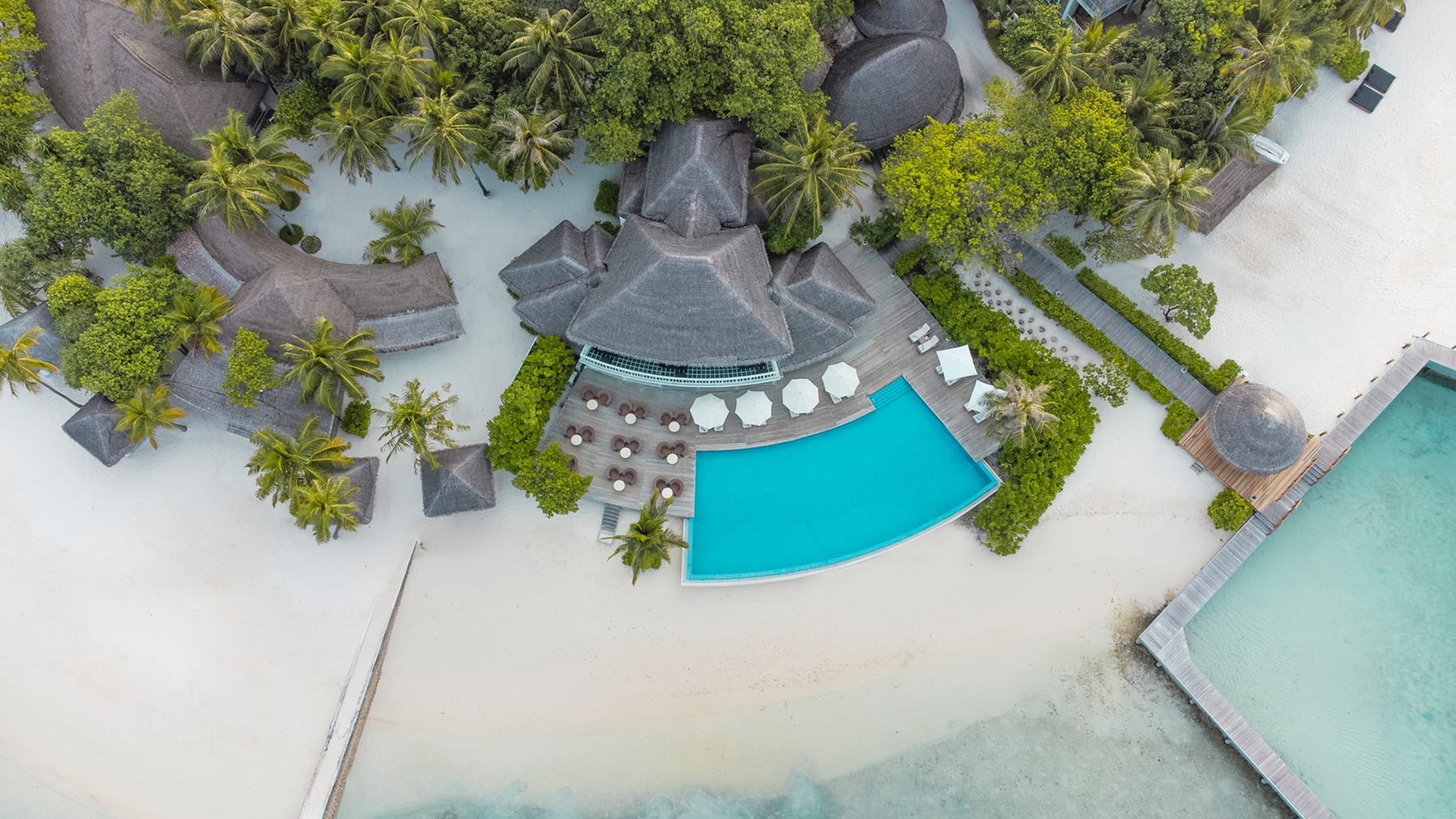 aerial view of the NH Maldives Kuda Rah Resort