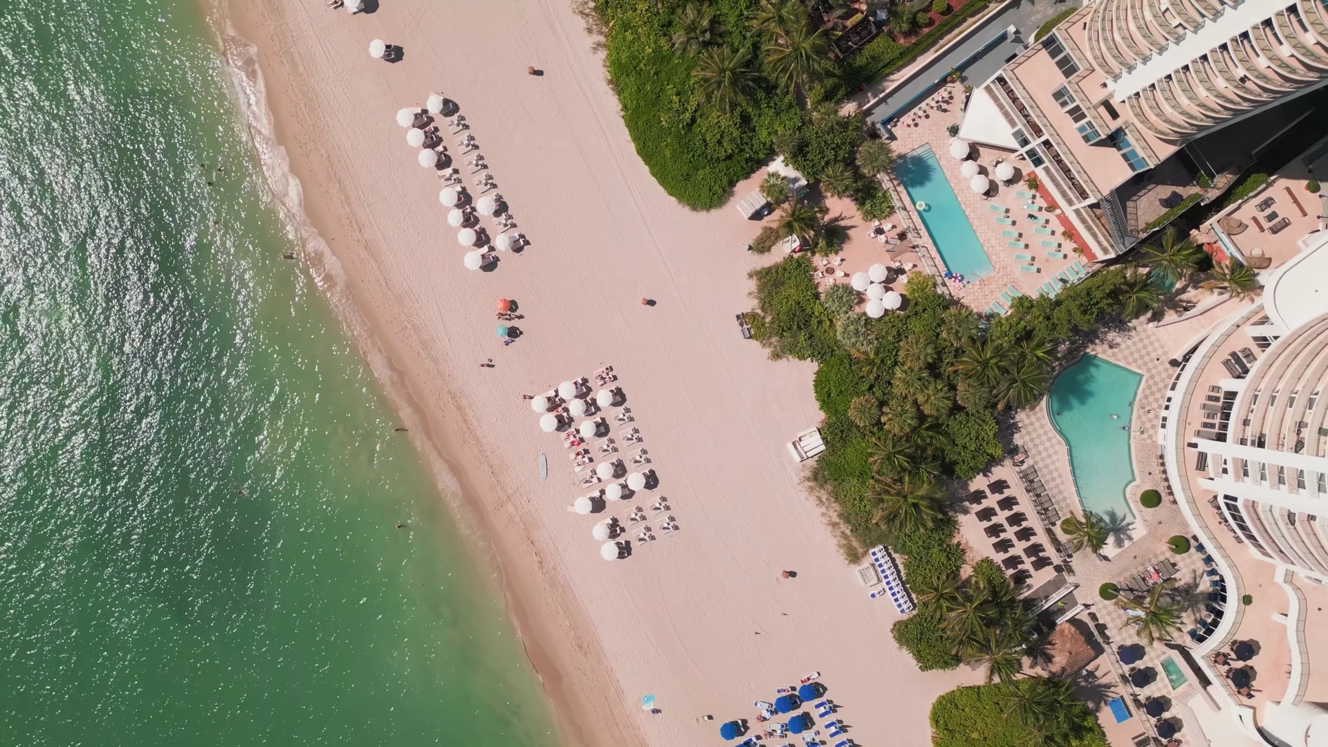 Aerial view of a beach in Miami