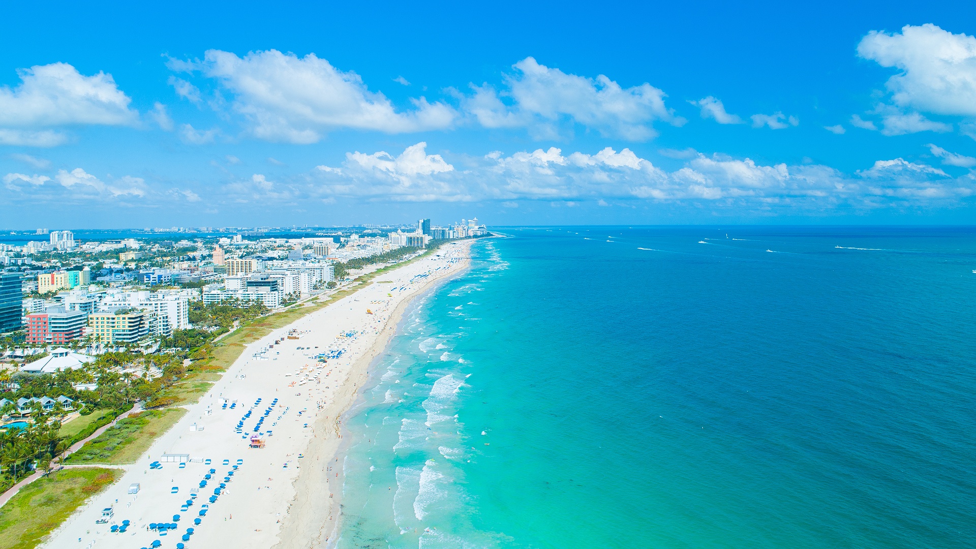 Aerial view of Miami Beach coastline