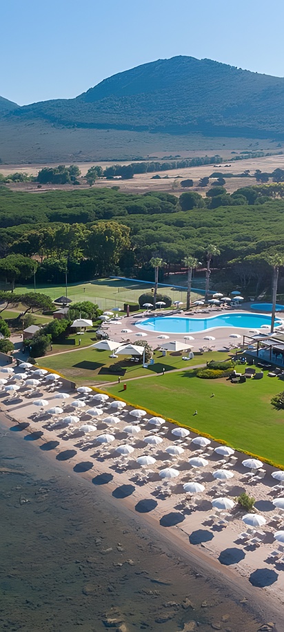 an aerial view of the Hotel Corte Rosada Affiliated by Melia in Alghero, Sardinia