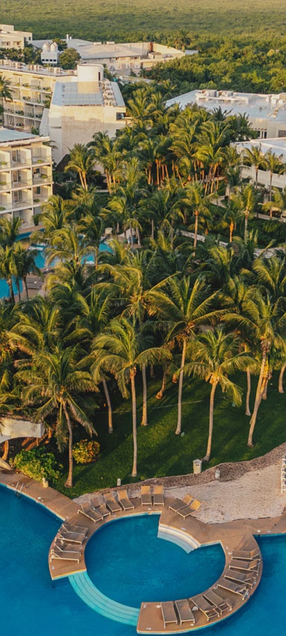 an aerial view of the Iberostar Selection Riviera Cancún all-inclusive resort in Mexico