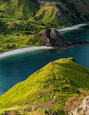 panoramic view hills of Komodo National Park in Indonesia