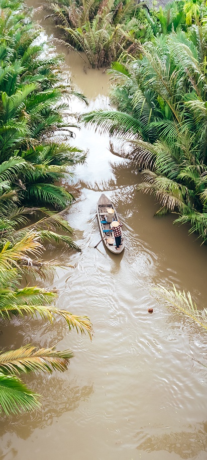 small boat, a sampan of Mekong Delta in Vietnam
