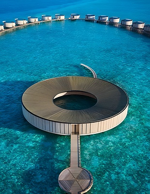 an aerial view of The Ritz-Carlton Maldives, Fari Islands, located in the North Malé Atoll