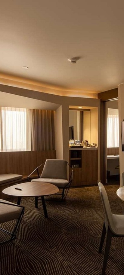 the interior of a hotel room at the Hilton Garden Inn Lima Miraflores