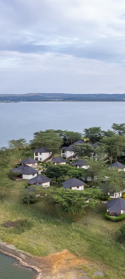 an aerial view of the Sentrim Elementaita Resort located in Gilgil, Kenya, along the shores of Lake Elementaita
