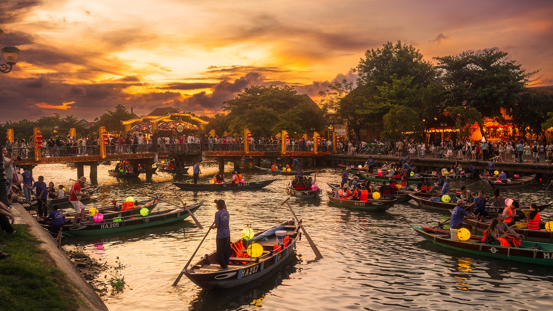 Thu Bon River in Hoi An's Ancient Town, Vietnam