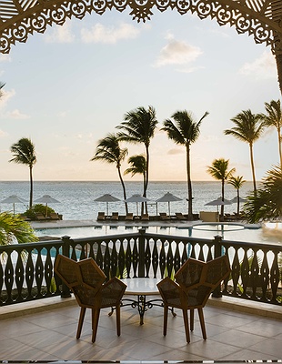 sunset view at The Residence Mauritius, a 5-star luxury resort located on the east coast of the island in Belle Mare
