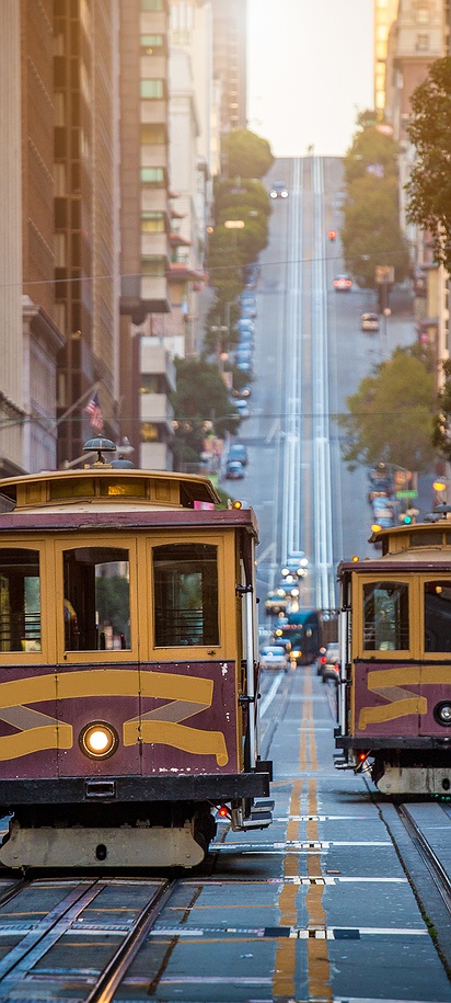 Iconic San Francisco cable cars
