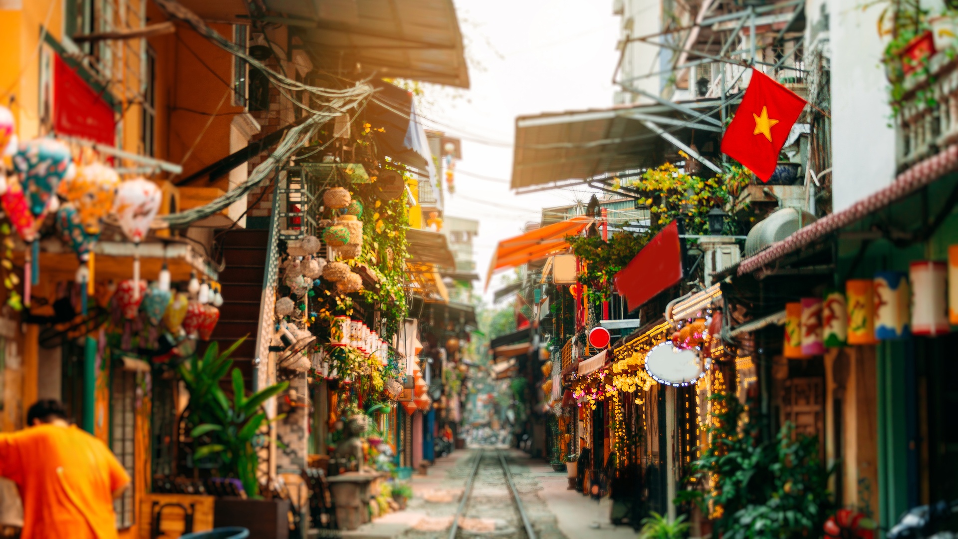the famous Train Street in the Old Quarter of Hanoi, Vietnam