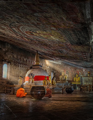 Dambulla Cave Temple also known as the Golden Temple of Dambulla in Sri Lanka