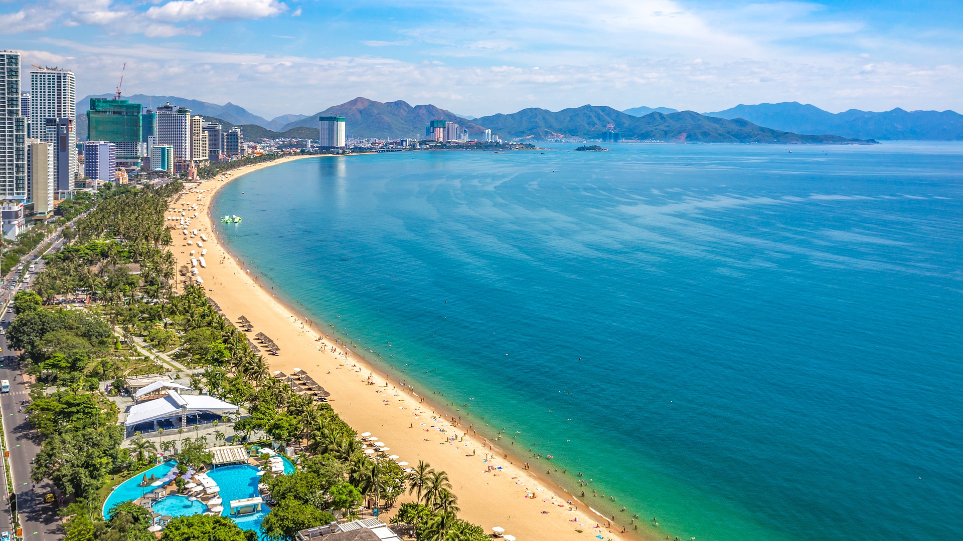 central beach of Nha Trang, a coastal city in Vietnam