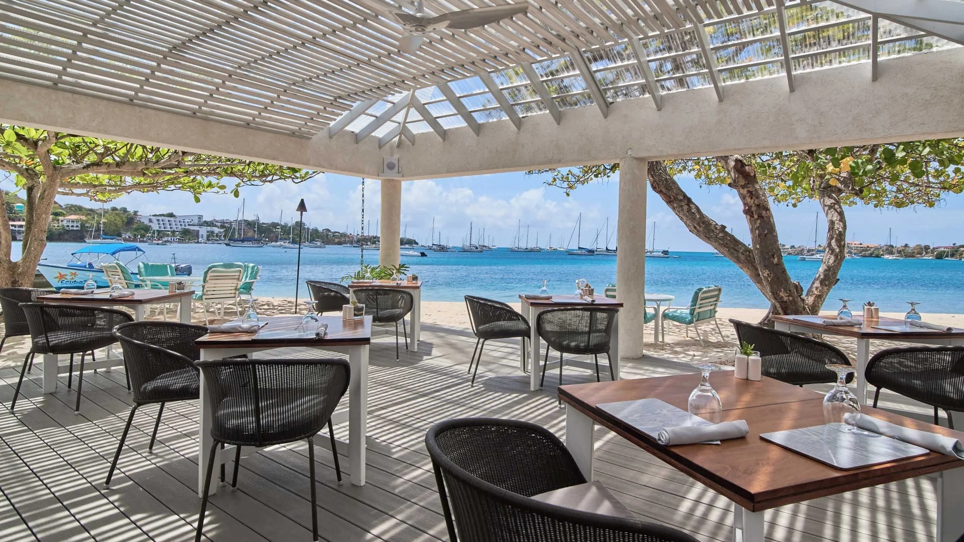 the Beach Club restaurant located at the Calabash Luxury Boutique Hotel in Grenada