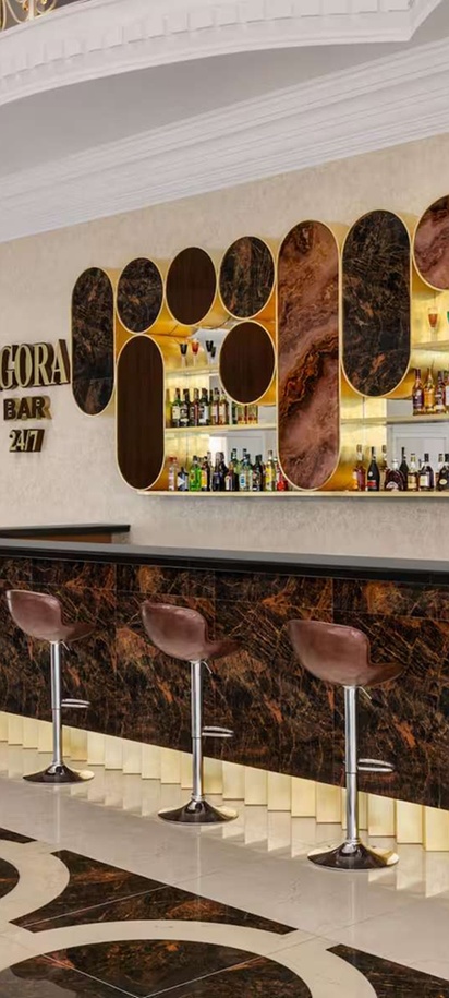 the lobby bar at the Ramada by Wyndham Shymkent hotel in Kazakhstan