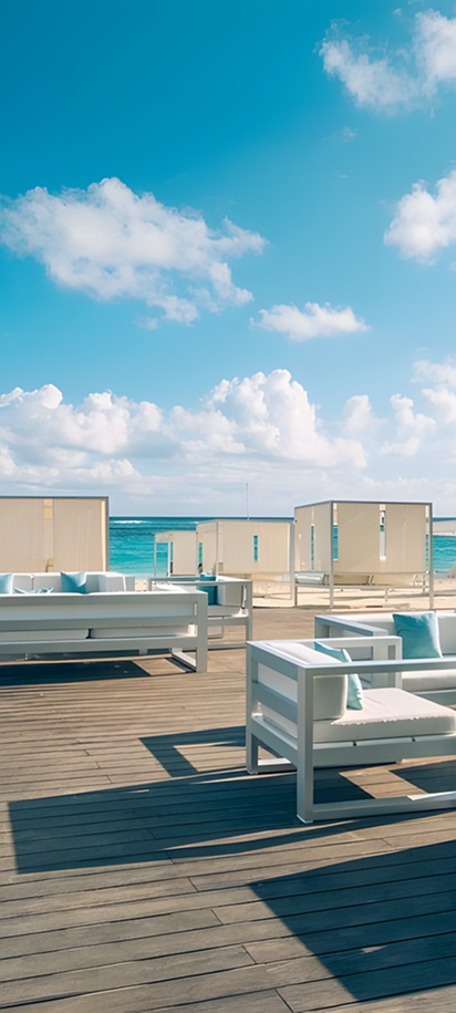 luxury beachfront lounging area of the Iberostar Selection Bávaro Suites in Punta Cana