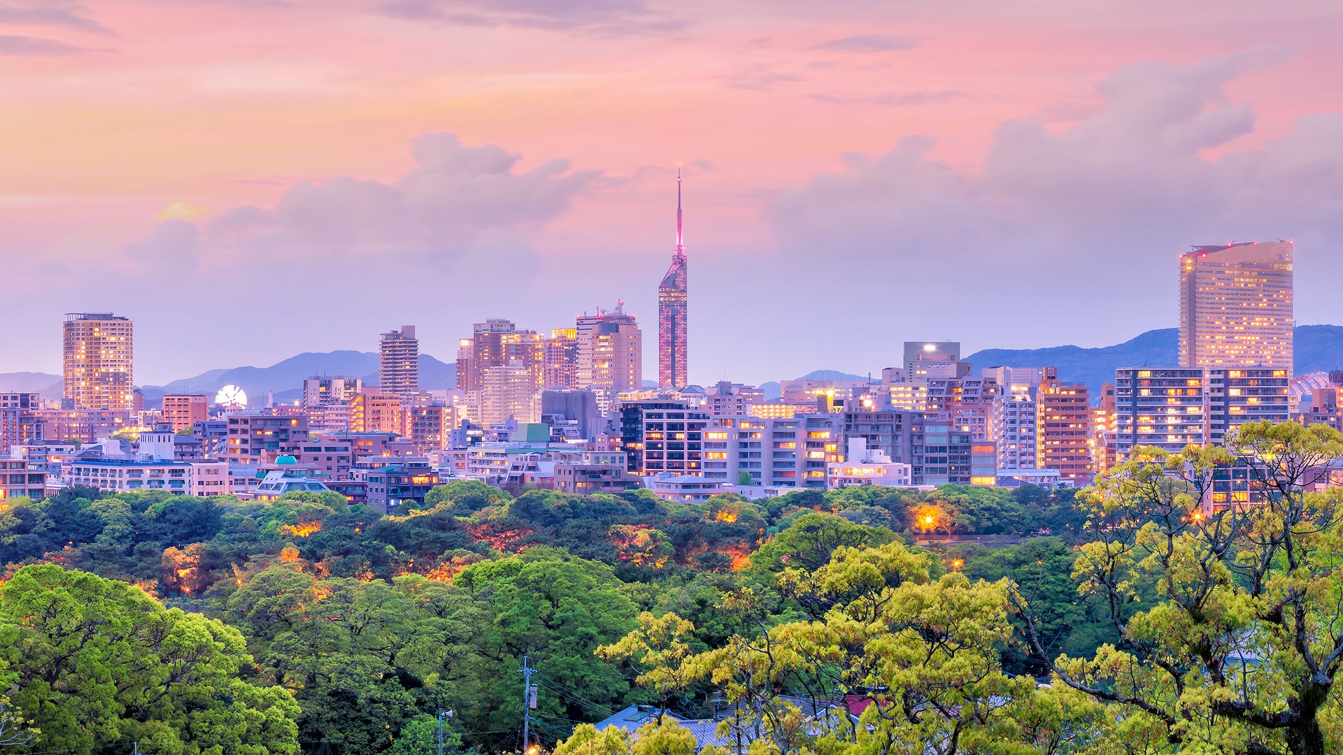city skyline of Fukuoka, Japan