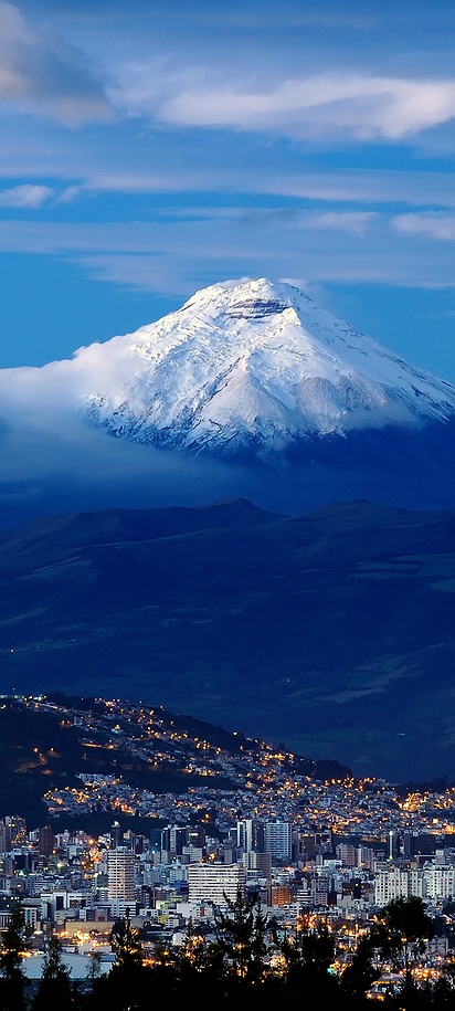 Full view of Cotopaxi mountain in Ecuador