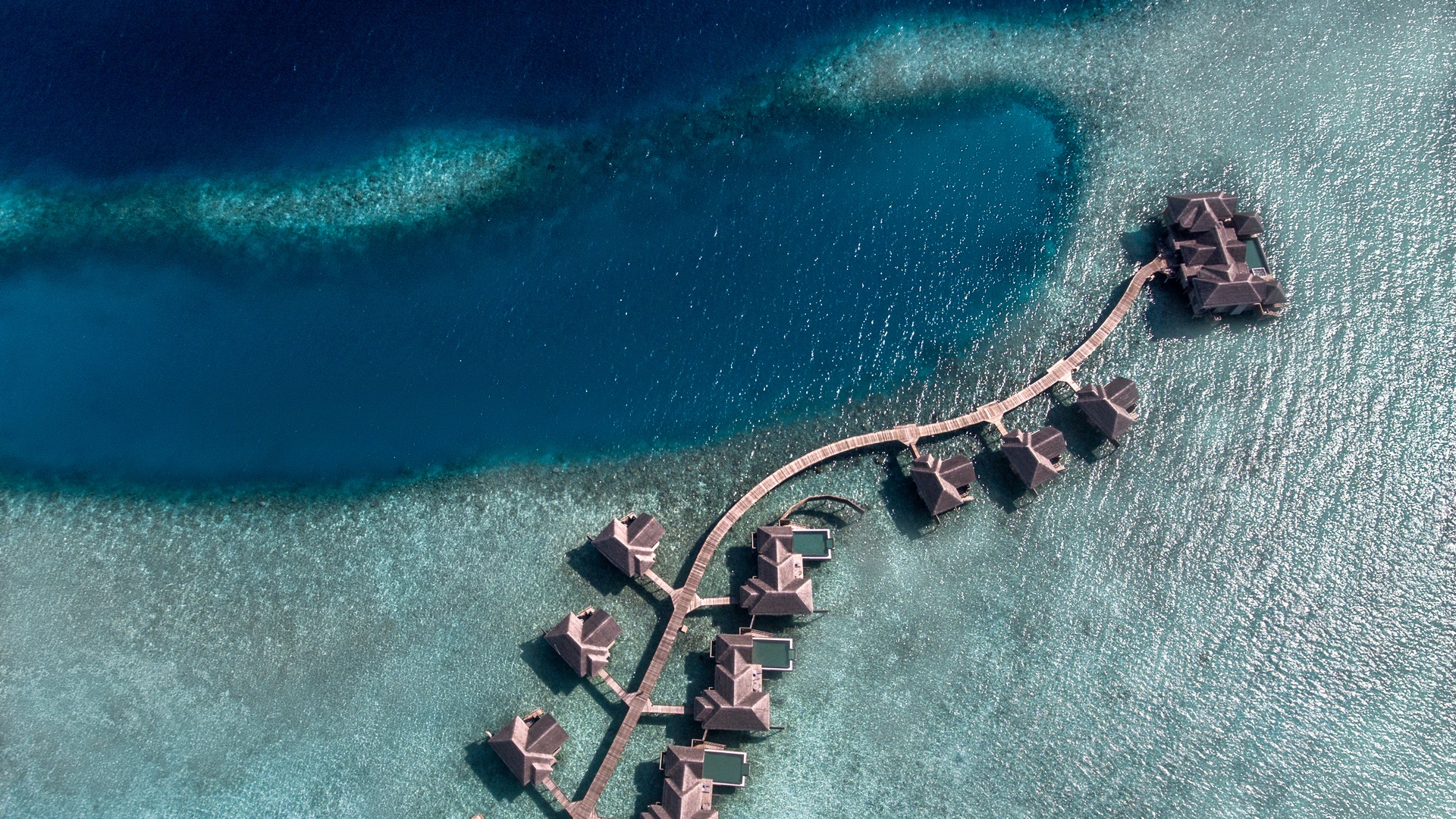Vakkaru Maldives water villa aerial view