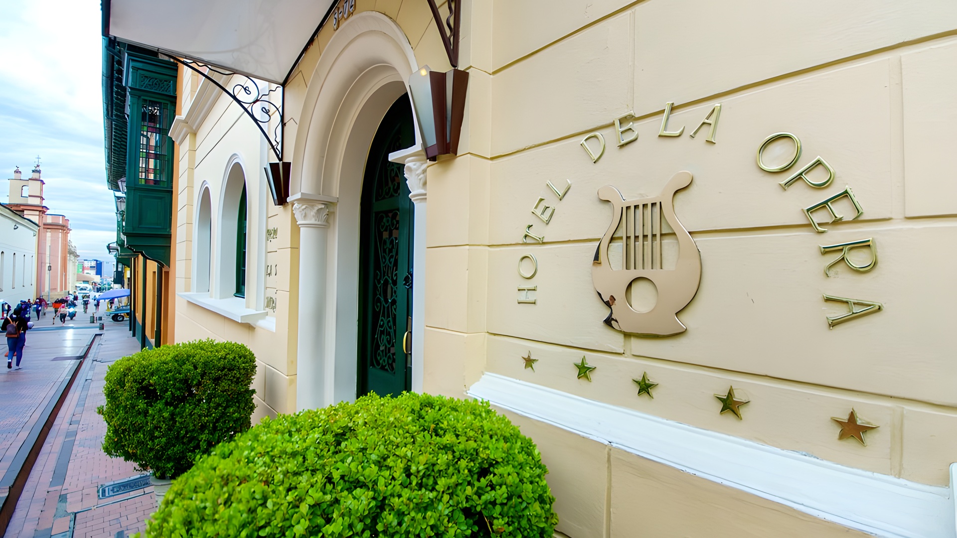 the entrance to the Hotel de la Opera in Bogotá, Colombia
