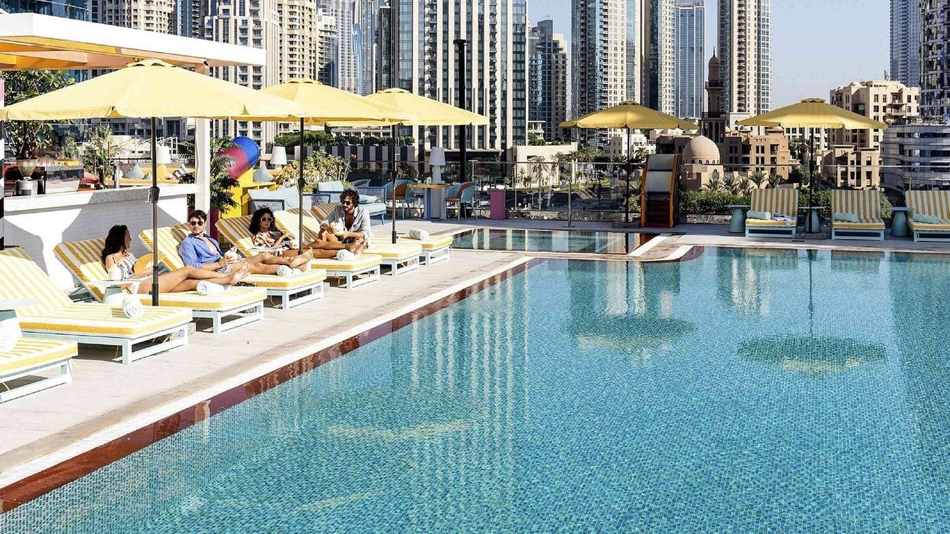 Pullman Dubai Downtown hotel pool area view
