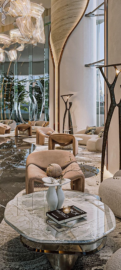 the lobby of the Ciel Dubai Marina