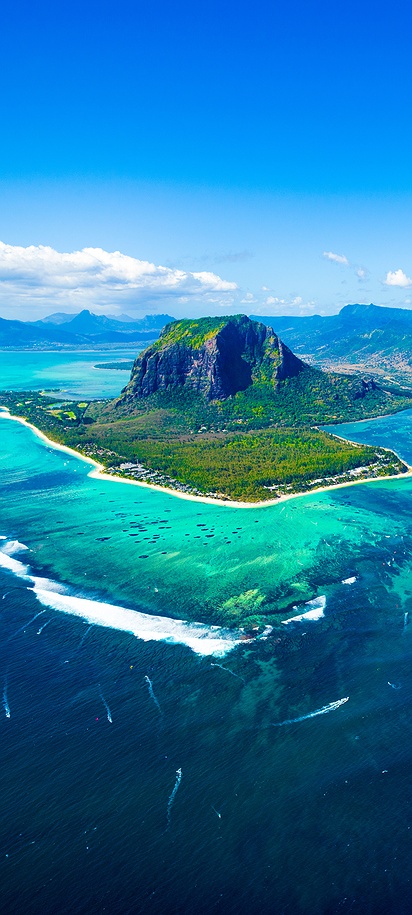 Le Morne brabant island aerial view