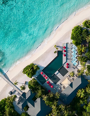 an aerial view of the NH Collection Maldives Havodda Resort