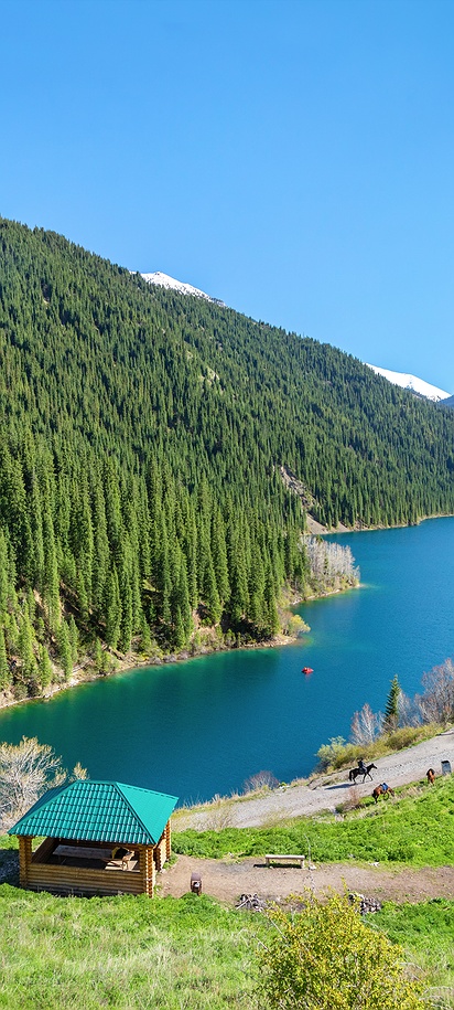 the Lower Kolsay Lake within the Kolsay Lakes National Park in Kazakhstan