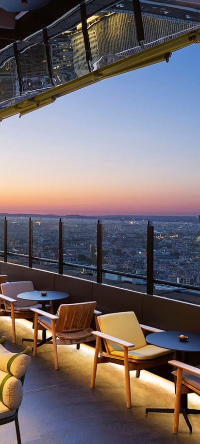 the Skybar Paris rooftop bar located at the top of the Pullman Paris Montparnasse hotel