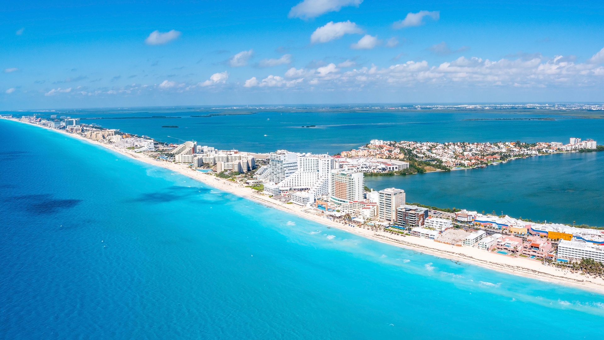 aerial view of Punta Norte beach in Cancun