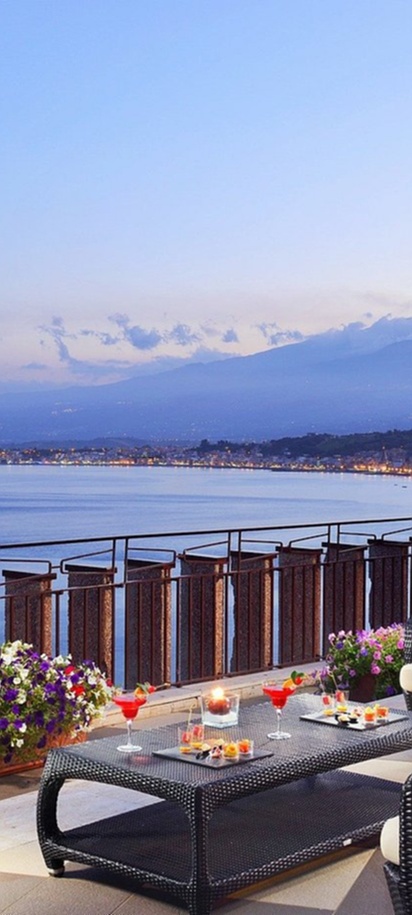 terrace of the UNAHOTELS Capotaormina