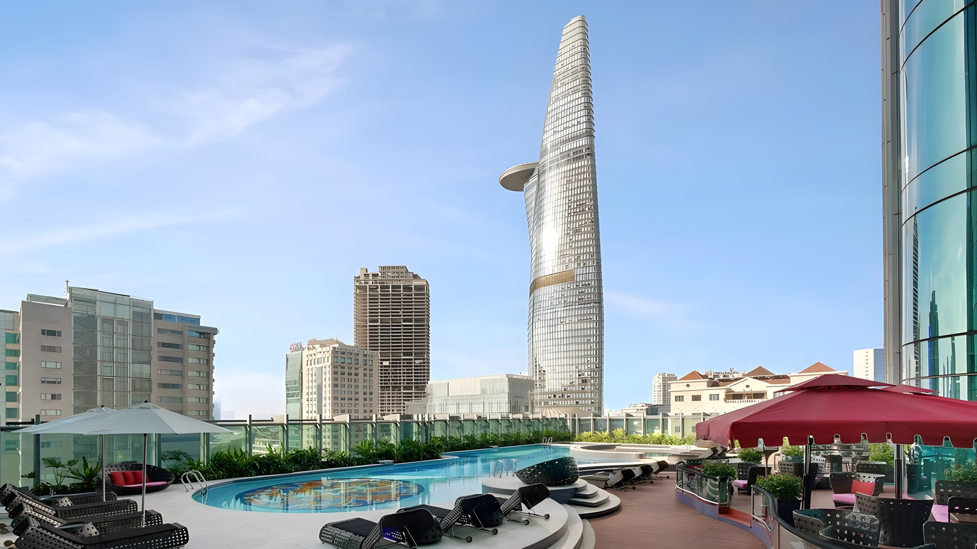 outdoor pool area of The Reverie Saigon hotel in Ho Chi Minh City, Vietnam