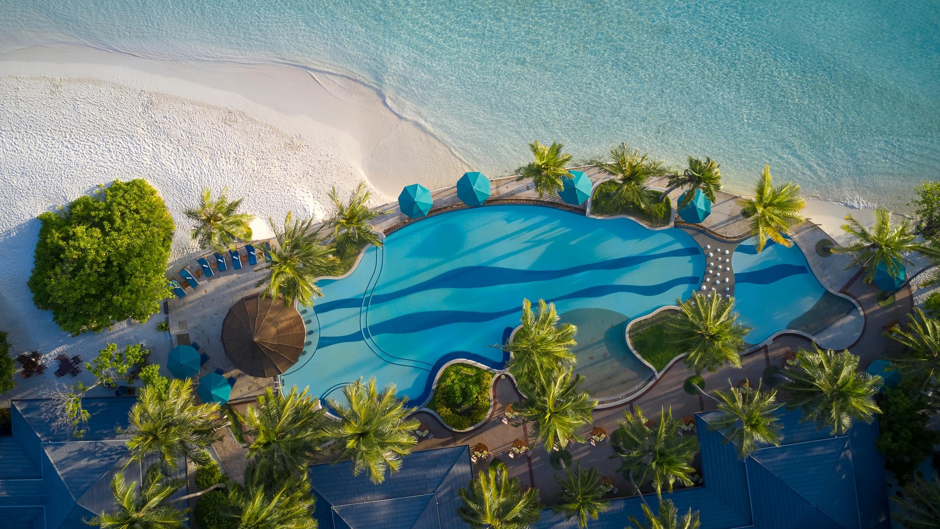Aerial view of the Royal Island Resort & Spa pool