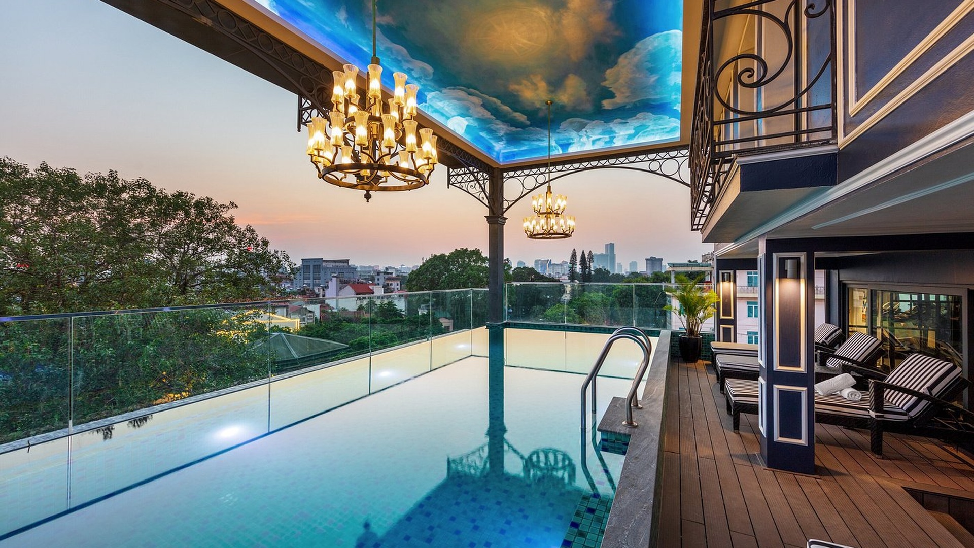 rooftop infinity pool and lounge at Aira Boutique Hanoi Hotel & Spa in Hanoi