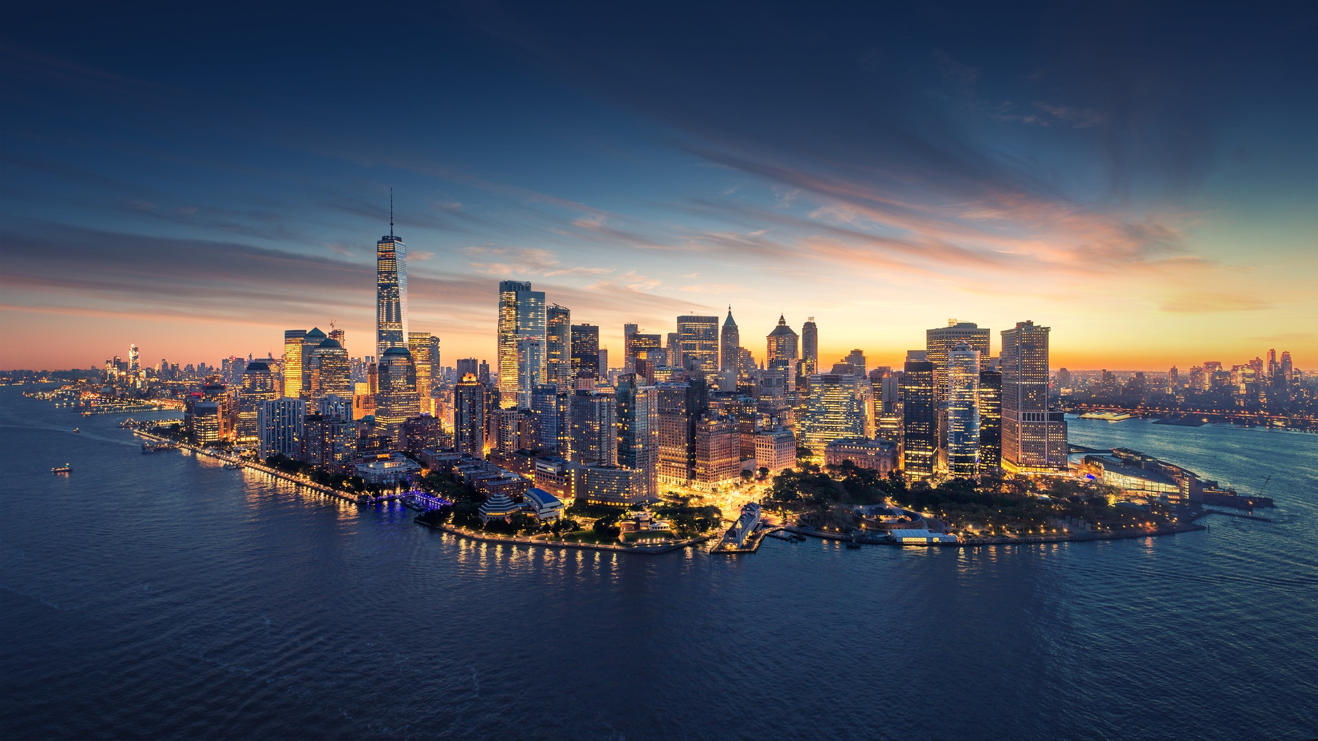 Iconic Manhattan skyline in New York City