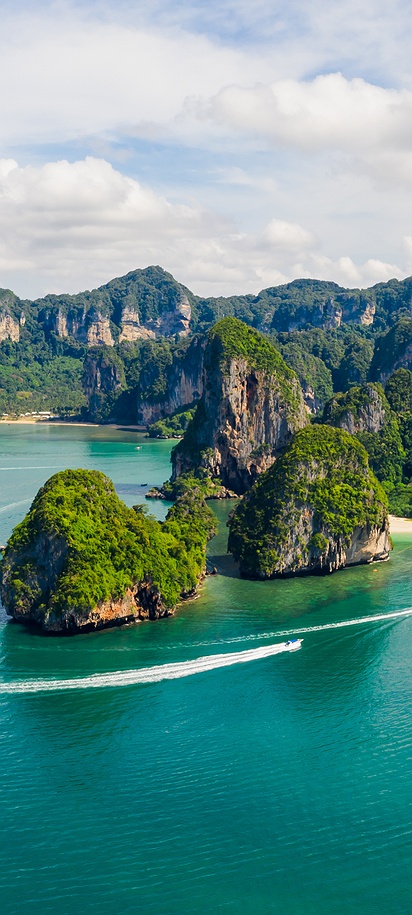 aerial view of Ao Nang Beach in the Krabi Province of Thailand