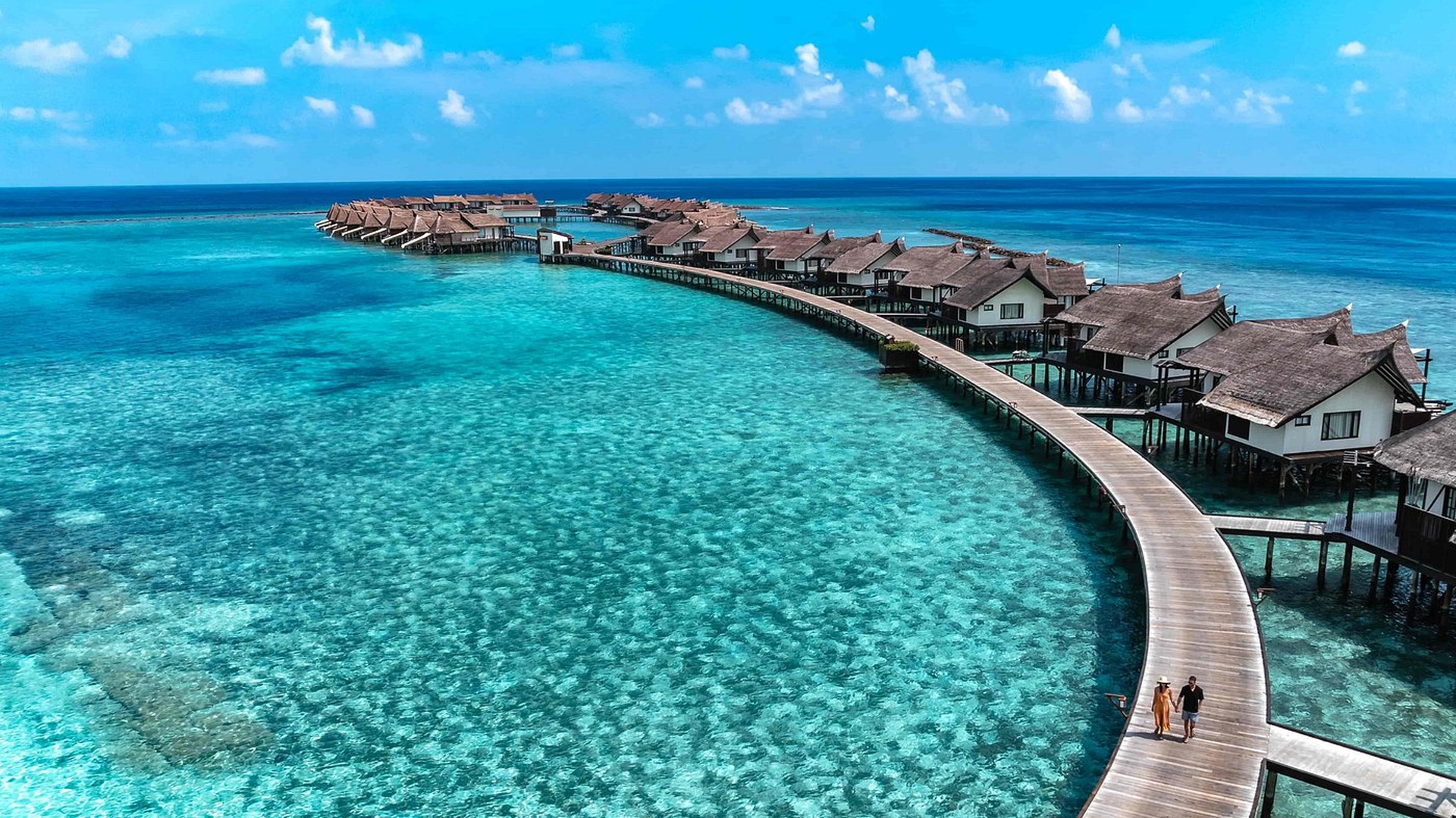 Aerial view of Ozen Reserve Bolifushi overwater villa
