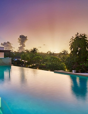 an aerial view of the Calabash Hotel in Grenada, located on the secluded L'Anse Aux Epines beach