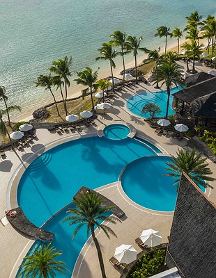 sunset view at The Residence Mauritius, a 5-star luxury resort located on the east coast of the island in Belle Mare