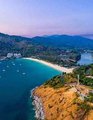view of Promthep Cape and Nai Harn Beach in Phuket, Thailand