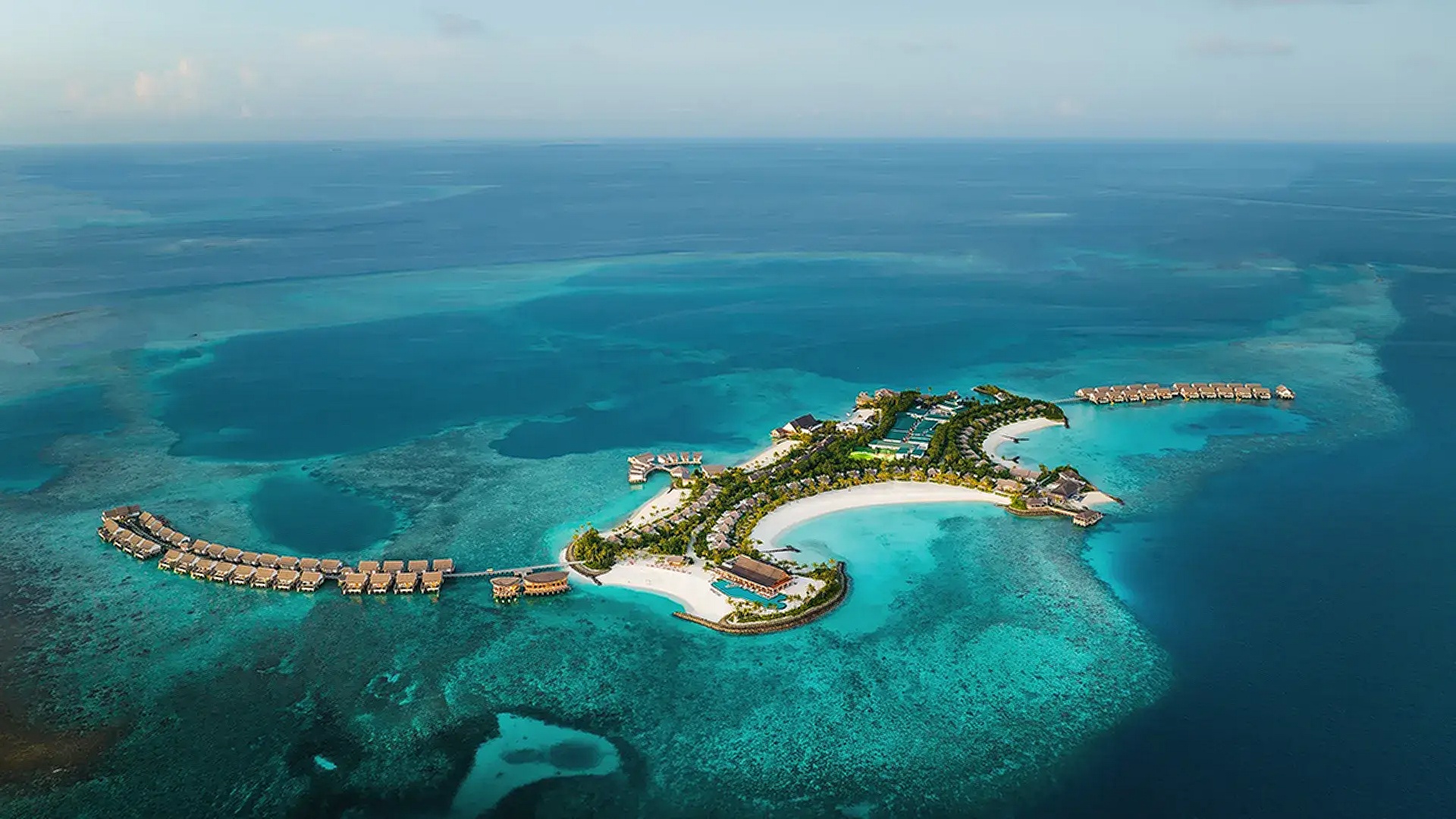 Hilton Maldives Amingiri Resort & Spa aerial view