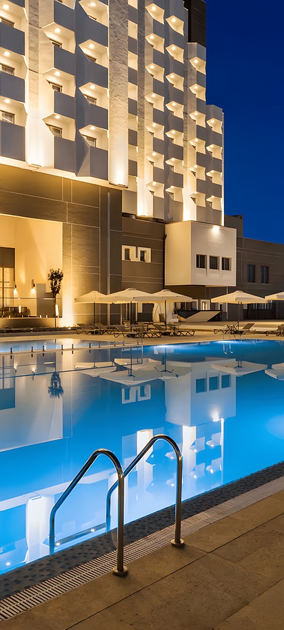 outdoor swimming pool at the Wyndham Bukhara hotel in Bukhara, Uzbekistan