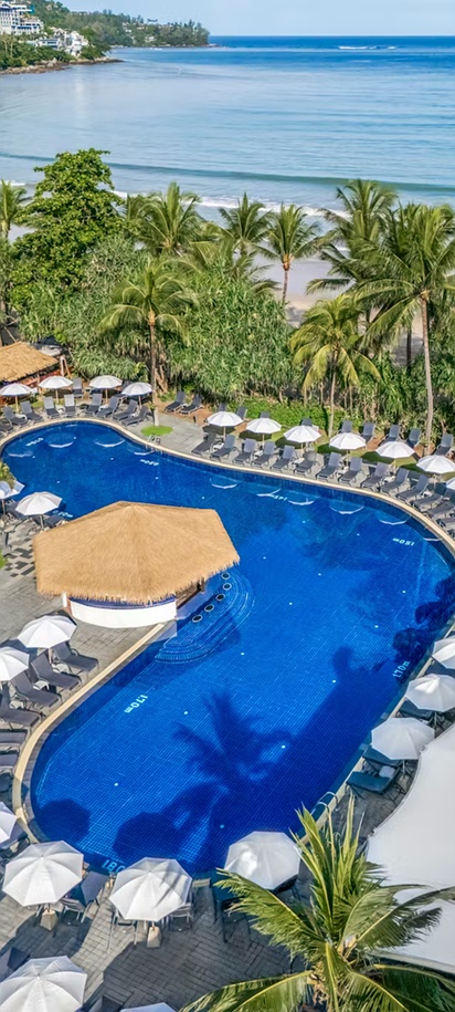 an aerial view of the Sunprime Kamala Beach resort in Phuket, Thailand