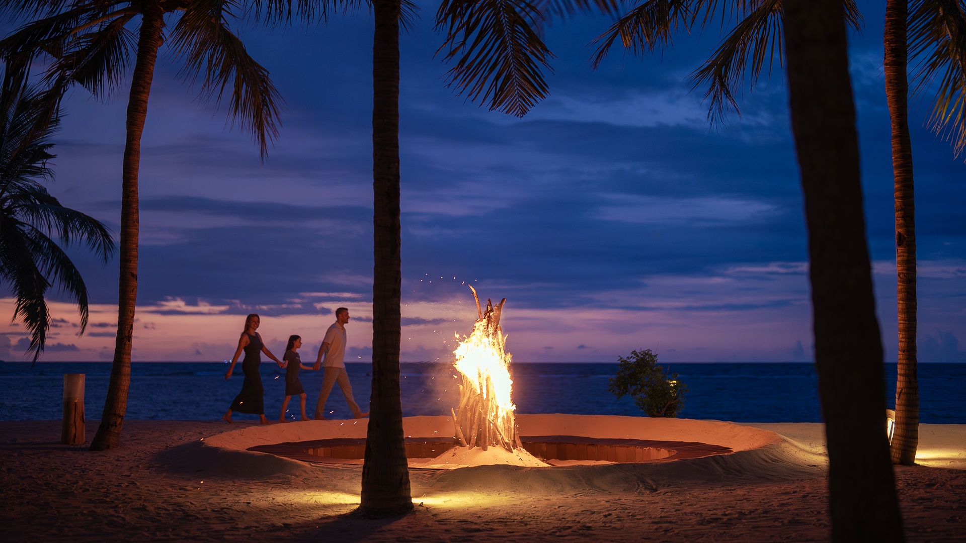 bonfire at the Sun Siyam Pasikudah resort in Sri Lanka